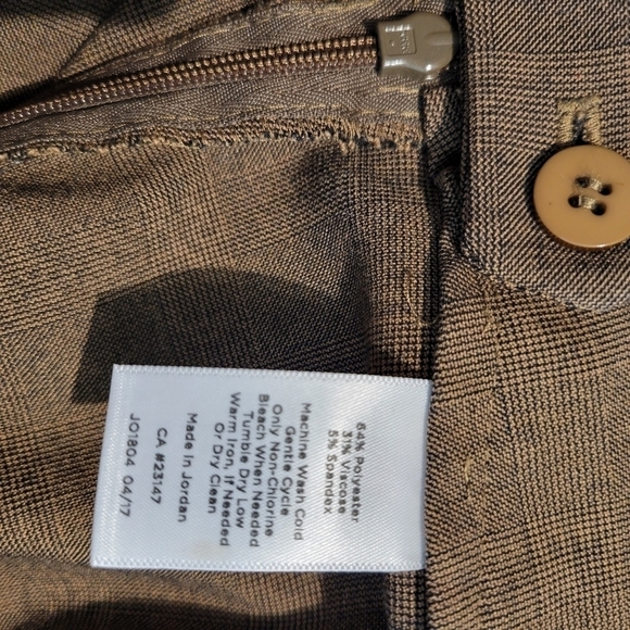 Talbots Fawn Brown Checked Tapered Trouser Pants - Picture 6 of 6